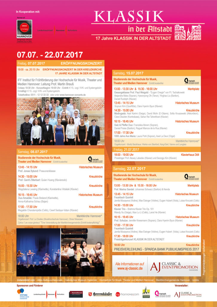 Klassik in der Altstadt 2017 - Hannover - 17 Jahre Klassik in der Altstadt - Programm Poster