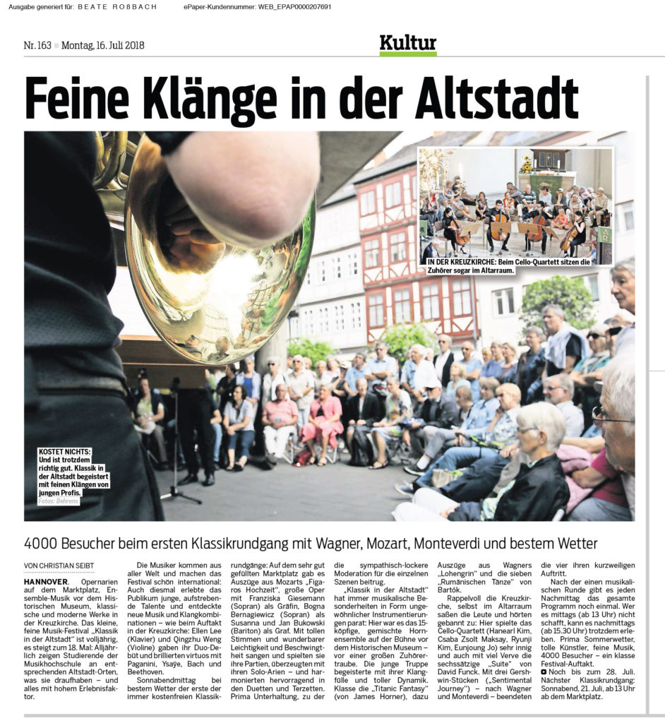 Neue Presse -Klassik in der Altstadt vom 16.7.2018